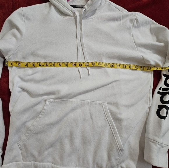 Adidas Men Large White Hoodie-Sweatshirt - Picture 4 of 9